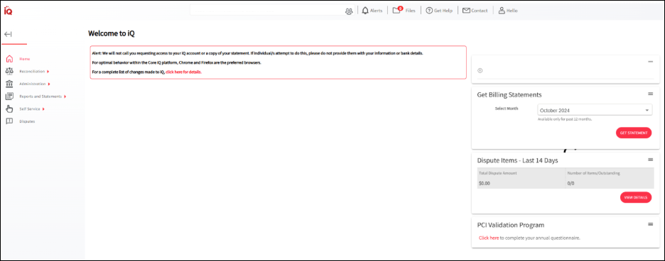 The iQ homepage.