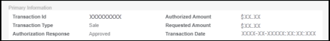 The Primary Information section of Transaction Details.