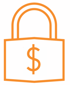 A padlock icon with a dollar sign in the center of the padlock.